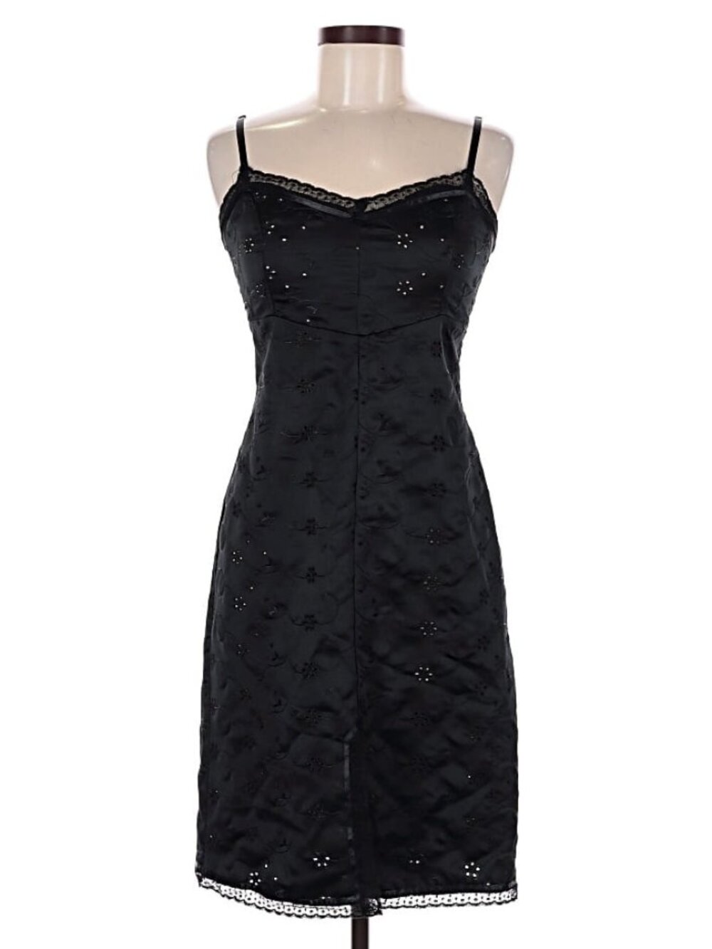 Black Label Eyelet Slip Dress Made in USA 1990s Y2K WHIMSIGOTH VINTAGE RARE